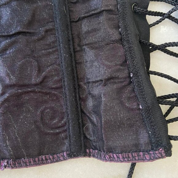 Purple Satin Floral Embroidered Corset With Sequins & Lace-Up Back Design Medium - Picture 6 of 14